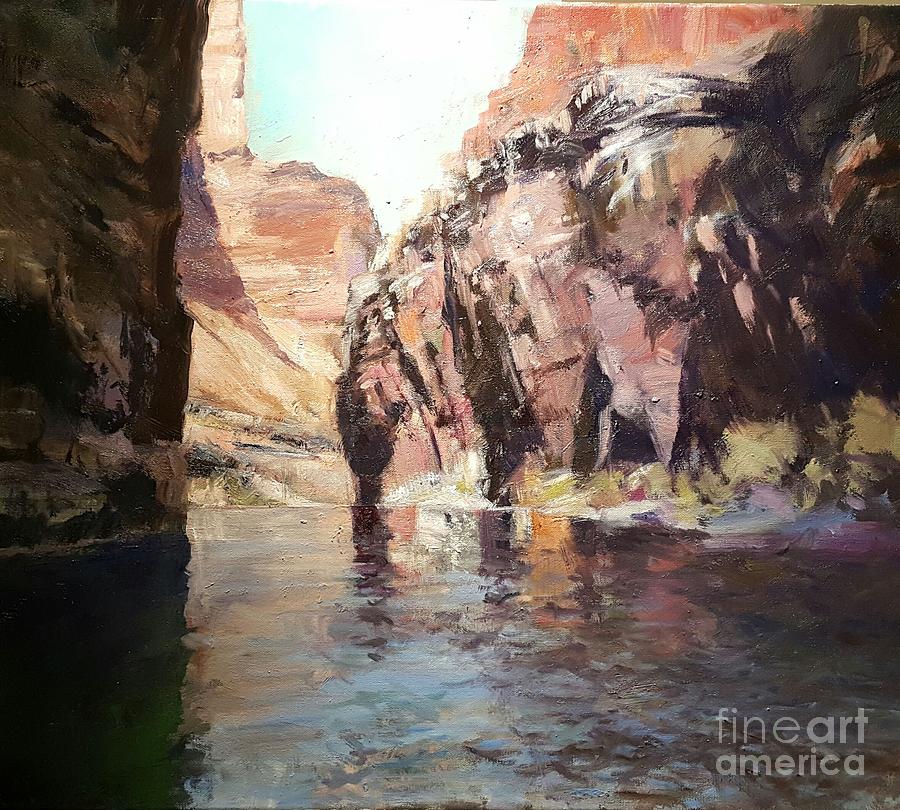 Down Stream On The Mighty Colorado River Painting by Jessica Anne Thomas