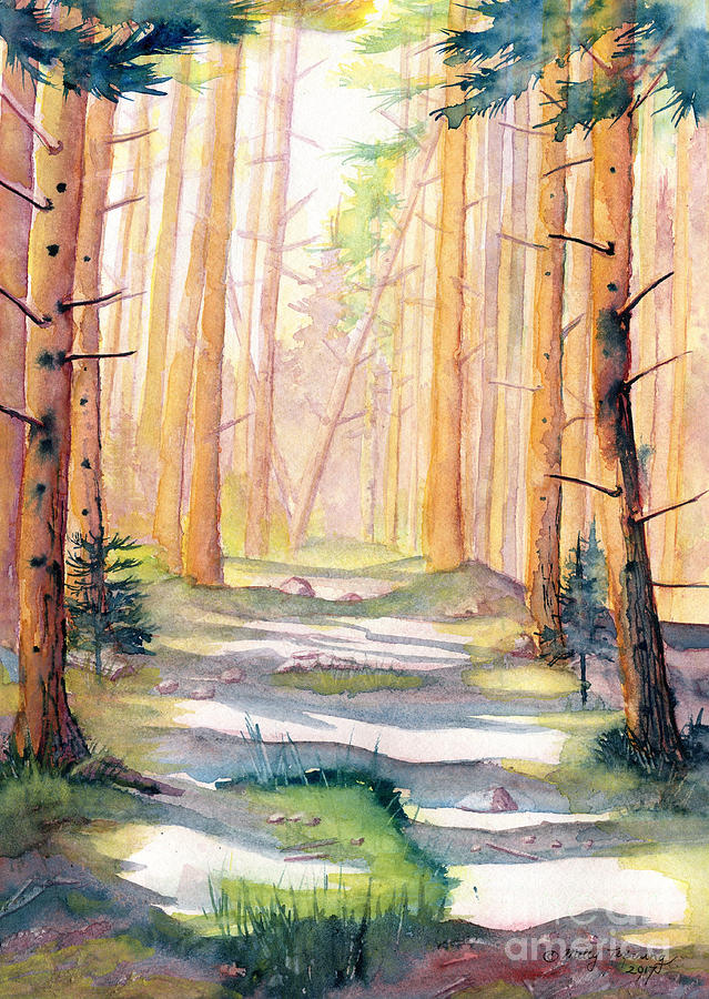 Down The Forest Path Painting by Melly Terpening