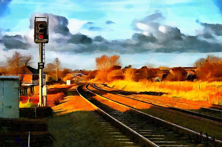 Railway Digital Art - Down The Line by Mark Ashley
