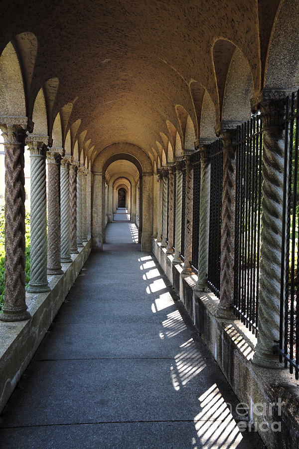 Down the Portico at the Franciscan Monastery in Washington DC with digital effects Digital Art by William Kuta