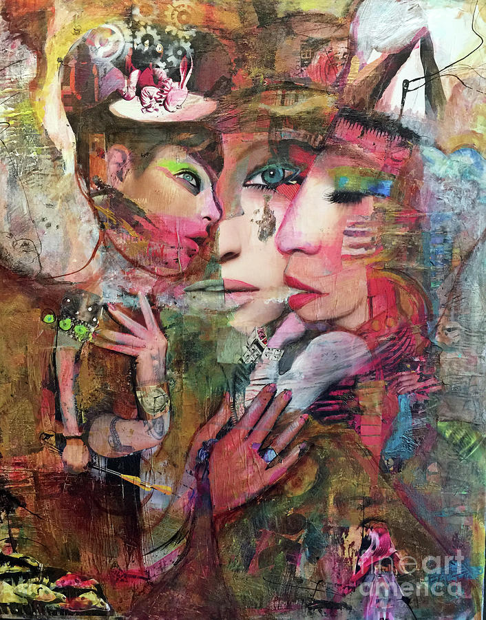Down the Rabbit Hole Mixed Media by Val Zee McCune