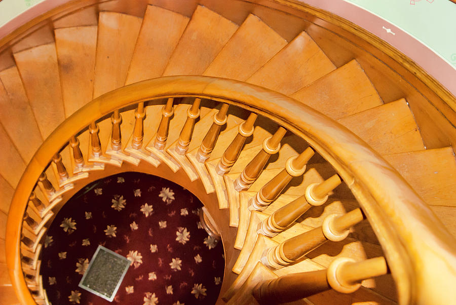 Architecture Photograph - Down the spiral staircase of The Lane-Hooven House by Phyllis Taylor