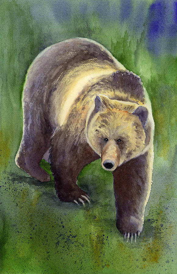 Downhill Grizzly Painting by Marsha Karle