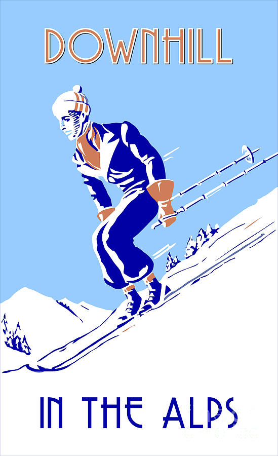 Downhill in the Alps Digital Art by Heidi De Leeuw