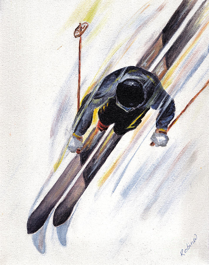 Downhill Skier Painting by Robin Wiesneth