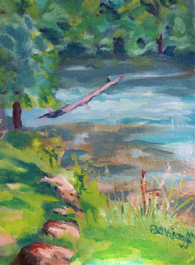Blues Painting - Downstream at Big Spring by Jan Bennicoff Blues Painting - Downstream at Big Spring by Jan Bennicoff