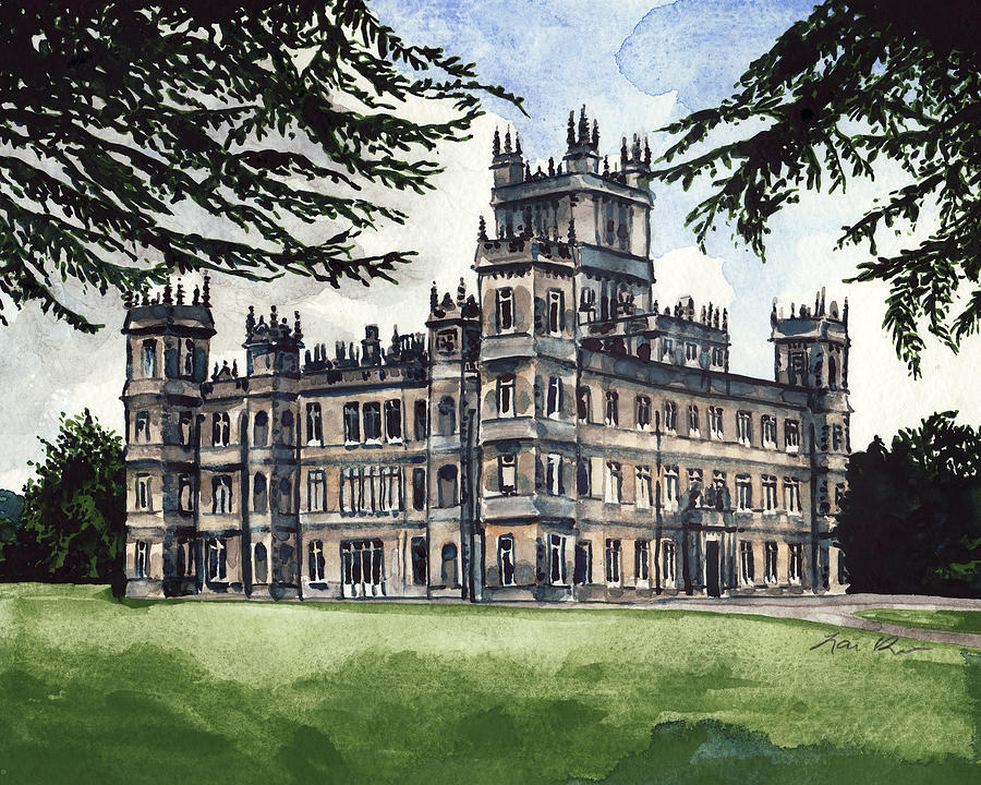 Castle Painting - Downton Abbey Estate Highclere Castle by Laura Row