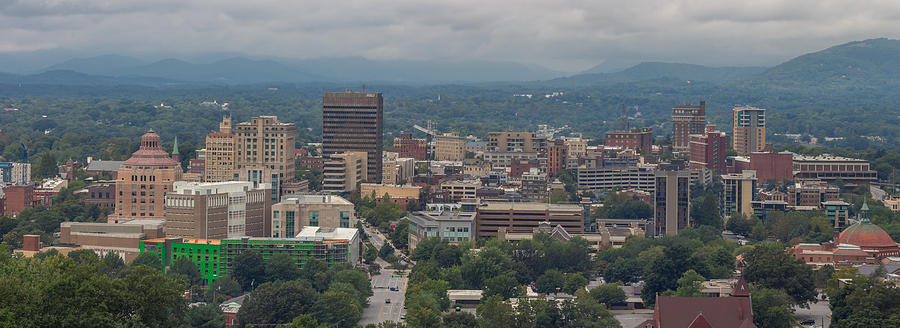 Downtown Asheville From Beaucatcher Mountain Panorama by Bill McMannis