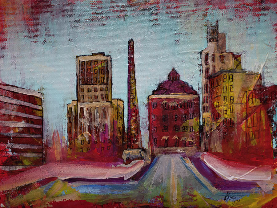 Downtown Asheville Painting Pack Square North Carolina City  Painting by Gray Artus