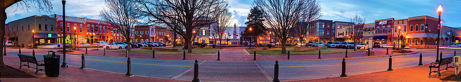 Downtown Bentonville Arkansas Town Square Skyline Panoramic Photograph 