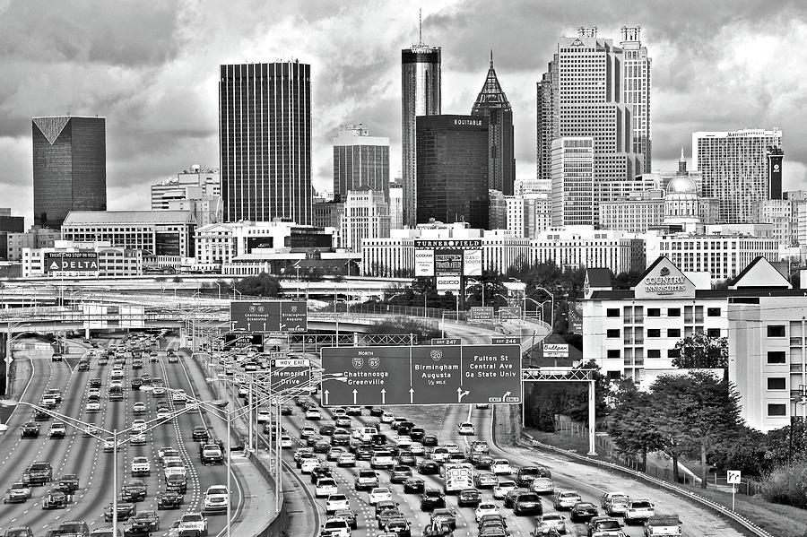 Downtown Black and White of Atlanta Photograph by Frozen in Time Fine Art Photography