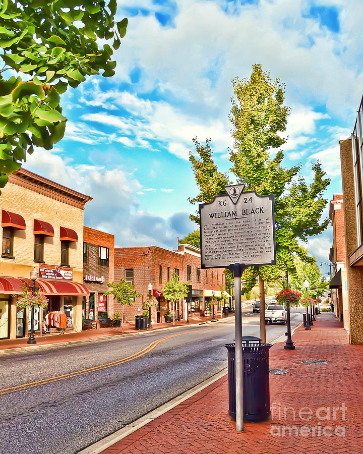 Downtown Blacksburg with Historical Marker Photograph by Kerri Farley