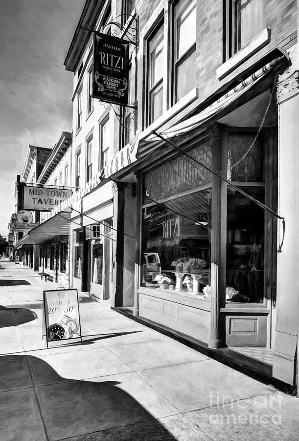 Downtown Brookville Indiana # 2 Black And White Photograph by Mel Steinhauer