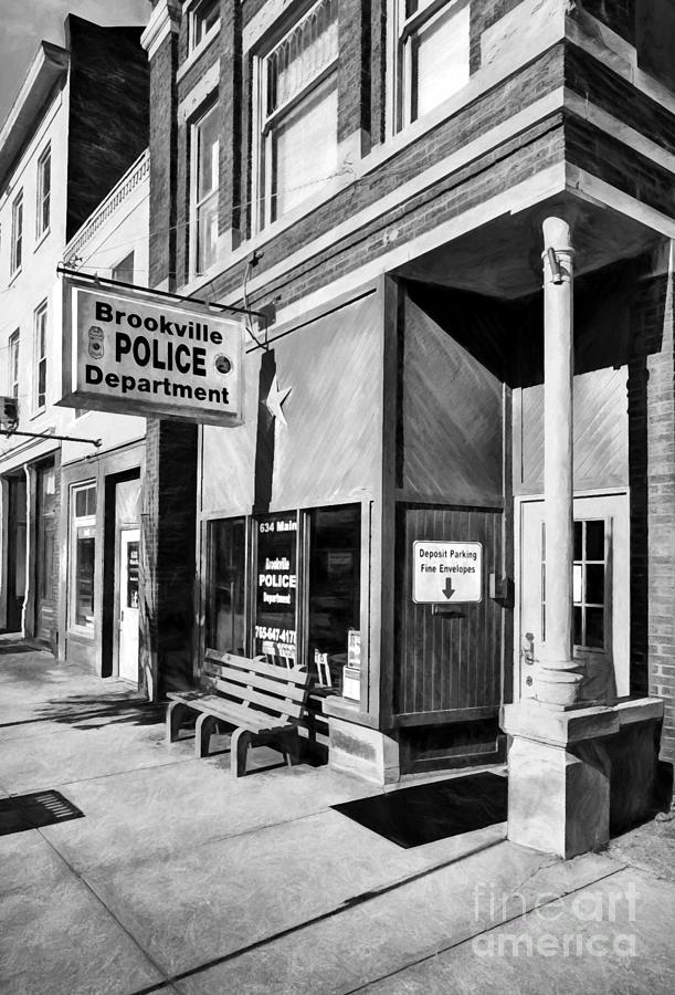 Downtown Brookville Indiana Black and White Photograph by Mel Steinhauer