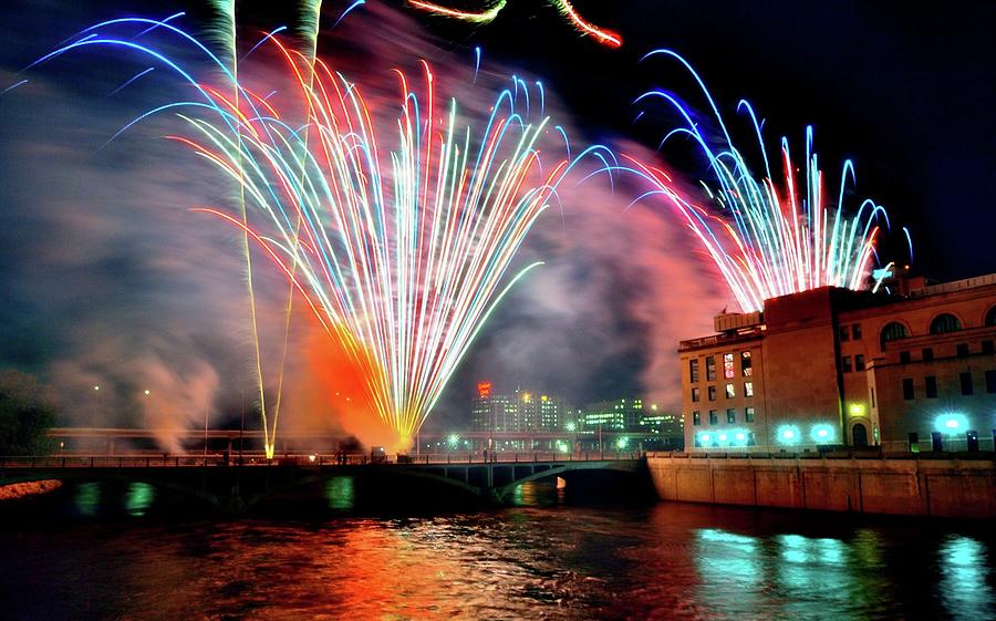 Downtown Cedar Rapids, IA Fireworks 2018 Freedom Fest Photograph by