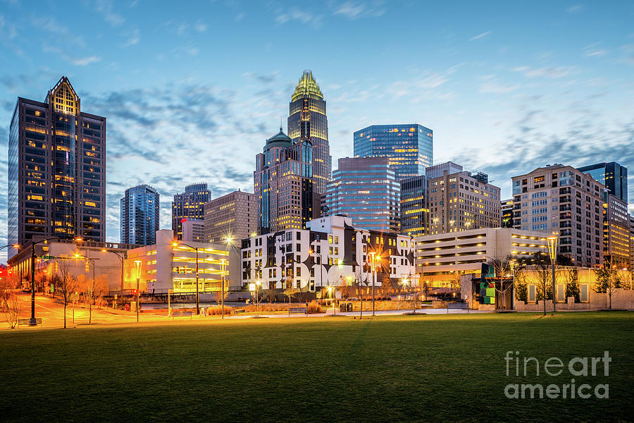 Downtown Charlotte Skyline at Dusk Photograph by Paul Velgos