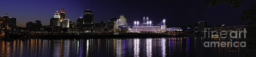 Cincinnati Photograph - Downtown Cincinnati and Great American Ballpark Panorama by Anne Kitzman