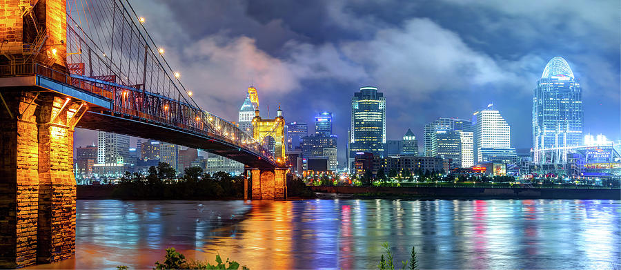 Cincinnati Photograph - Downtown Cincinnati Skyline in Color by Gregory Ballos
