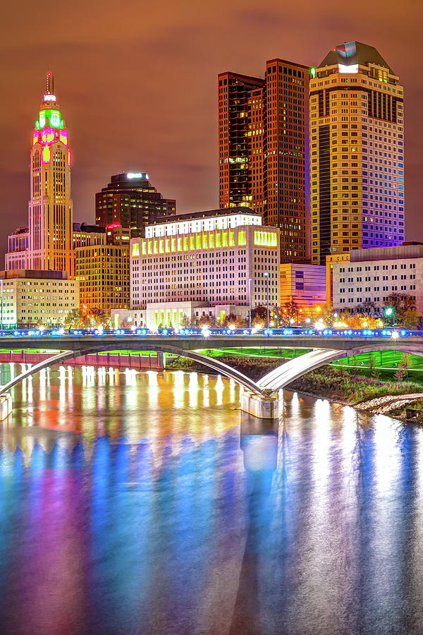 Downtown Columbus Skyline and Bridge Photograph by Gregory Ballos