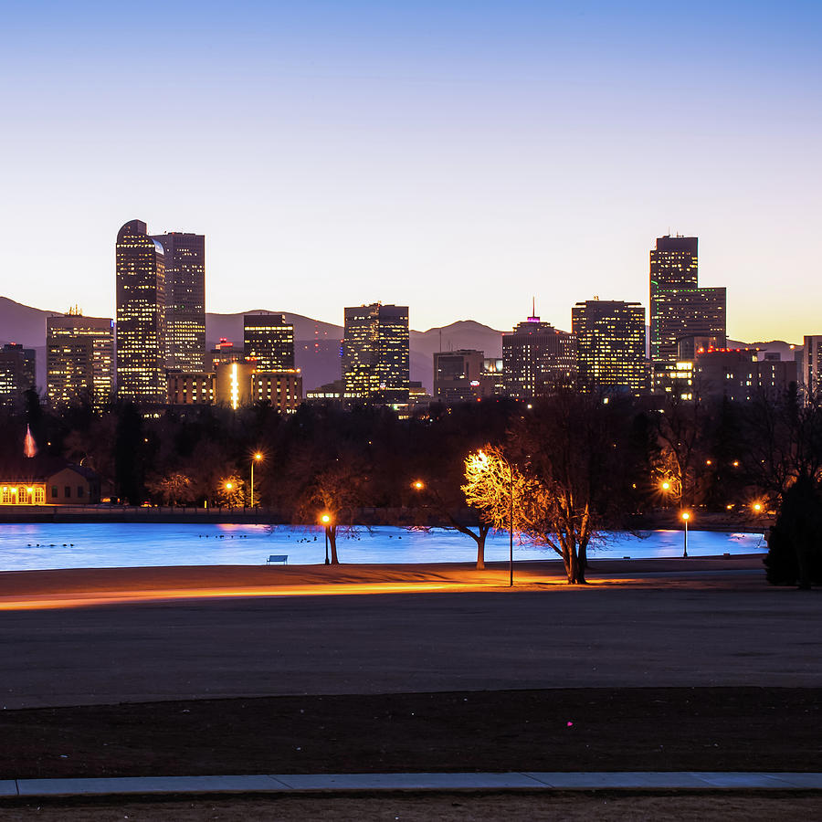 Denver Skyline Photograph - Downtown Denver Colorado Skyline Color 1x1  by Gregory Ballos