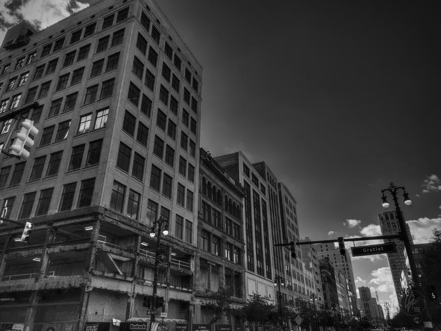 Downtown Detroit 005 BW Photograph by Lance Vaughn