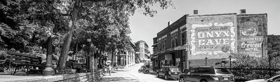 Downtown Eureka Springs Arkansas Panorama in Black and White Photograph by Gregory Ballos