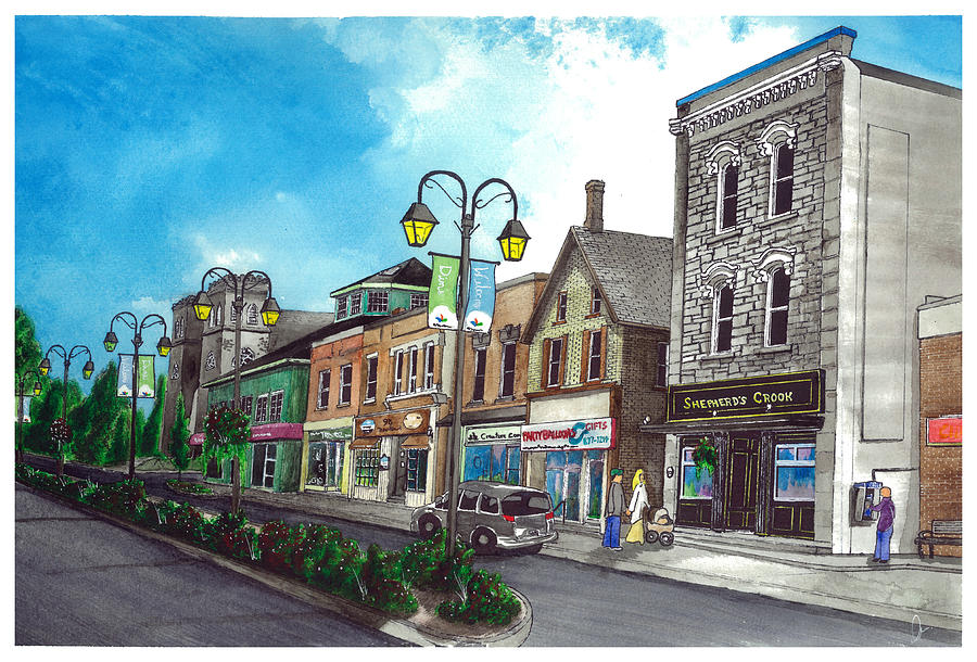 Downtown Georgetown  Main and Mill NorthWest Corner Painting by Jonathan Baldock