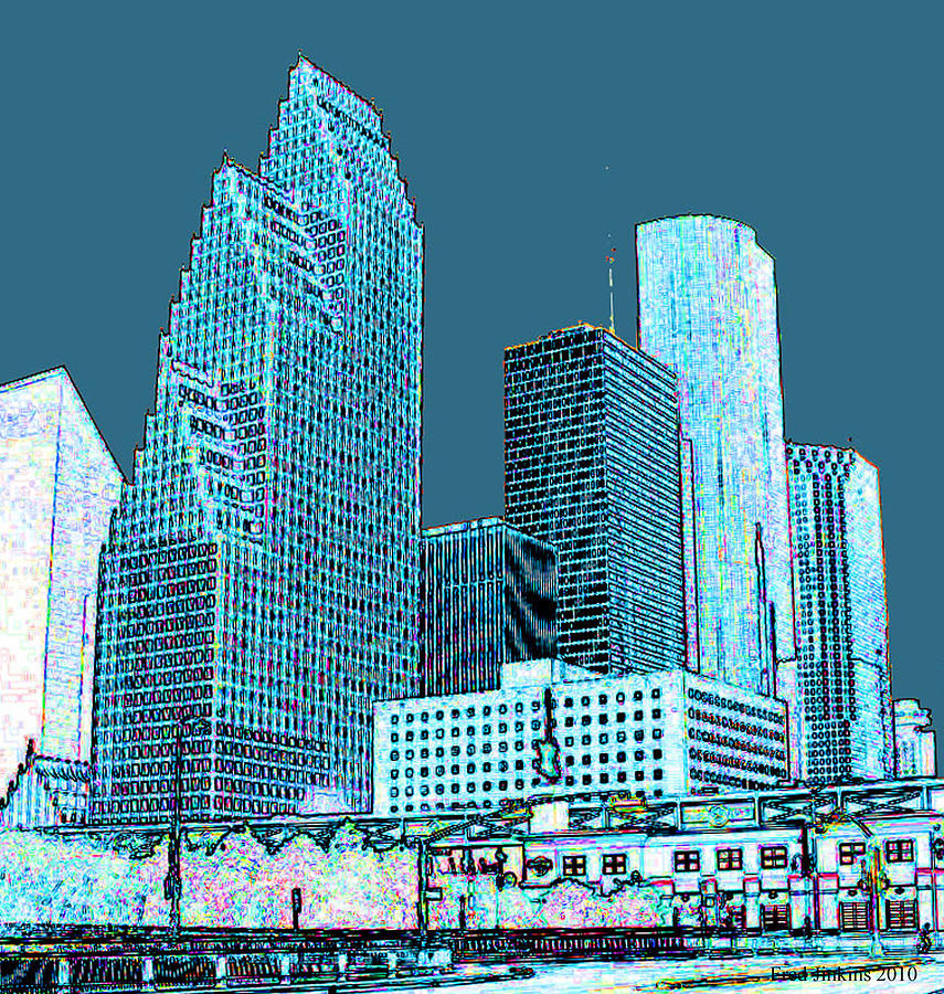 Houston Painting - Downtown Houston by Fred Jinkins