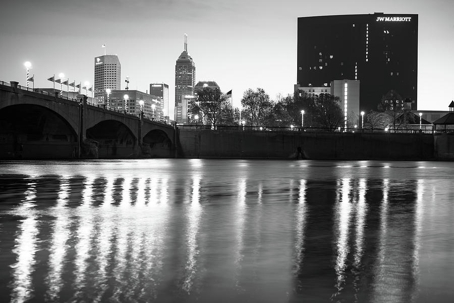 Indianapolis Skyline Photograph - Downtown Indianapolis City Skyline - Black and White by Gregory Ballos