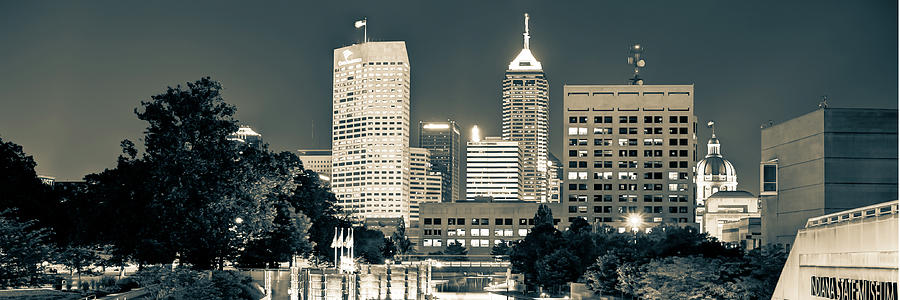 Indianapolis Skyline Photograph - Downtown Indianapolis Indiana Skyline Panoramic by Gregory Ballos
