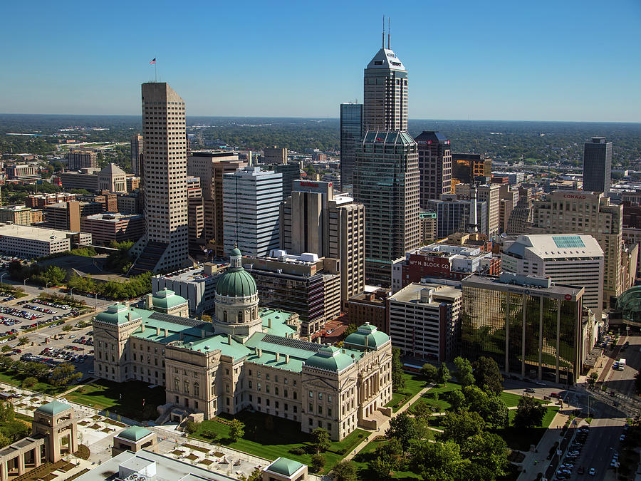 Downtown Indianapolis with Indiana State House Photograph by Mountain Dreams