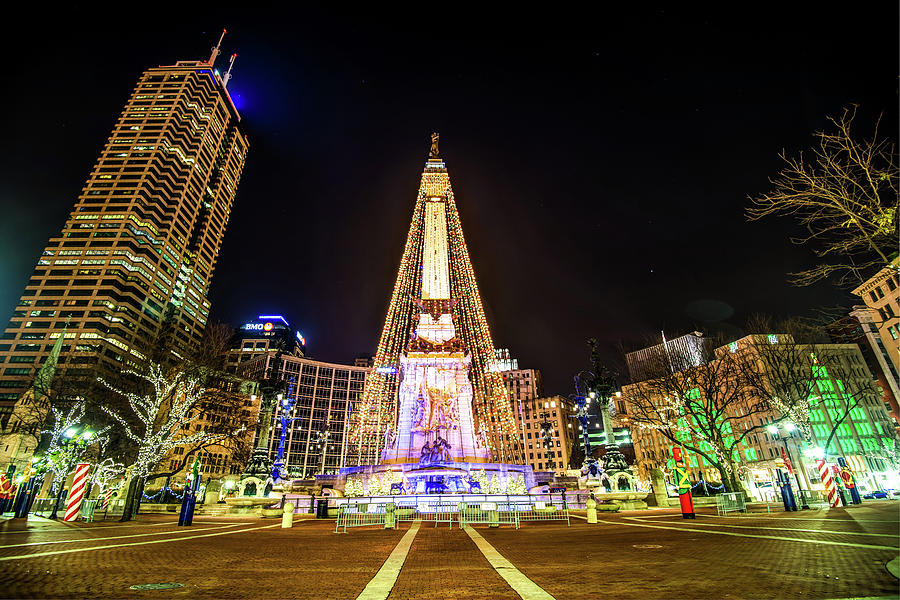 Downtown Indy Circle of Lights - Monument Circle - Indianapolis Photograph by Gregory Ballos
