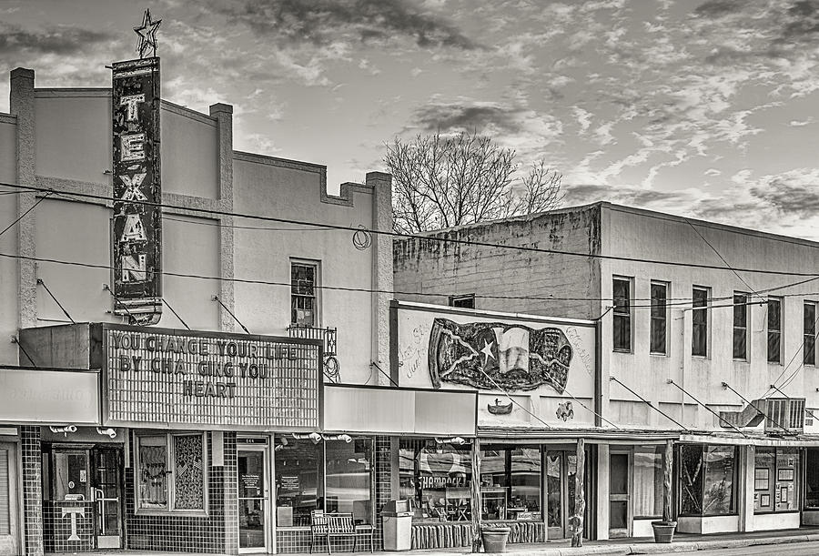 Downtown Junction Texas Black and White Photograph by JC Findley