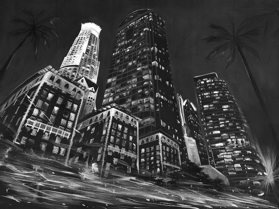 Downtown Los Angeles Skyline Painting by Enki Art