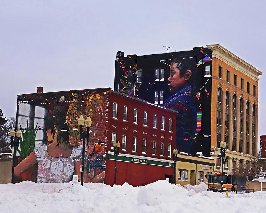 Downtown Lynn in the Winter Building Artwork Photograph by Toby McGuire