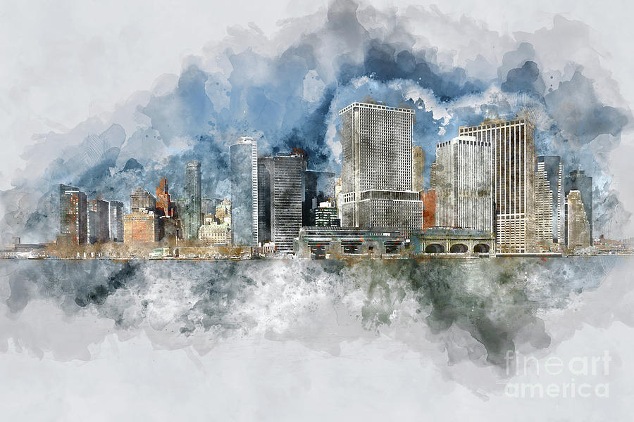 Downtown Manhattan Digital Art by Ann Garrett