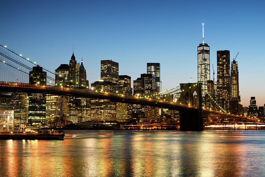 Downtown Manhattan at blue hour Photograph by Daniel Ghetu