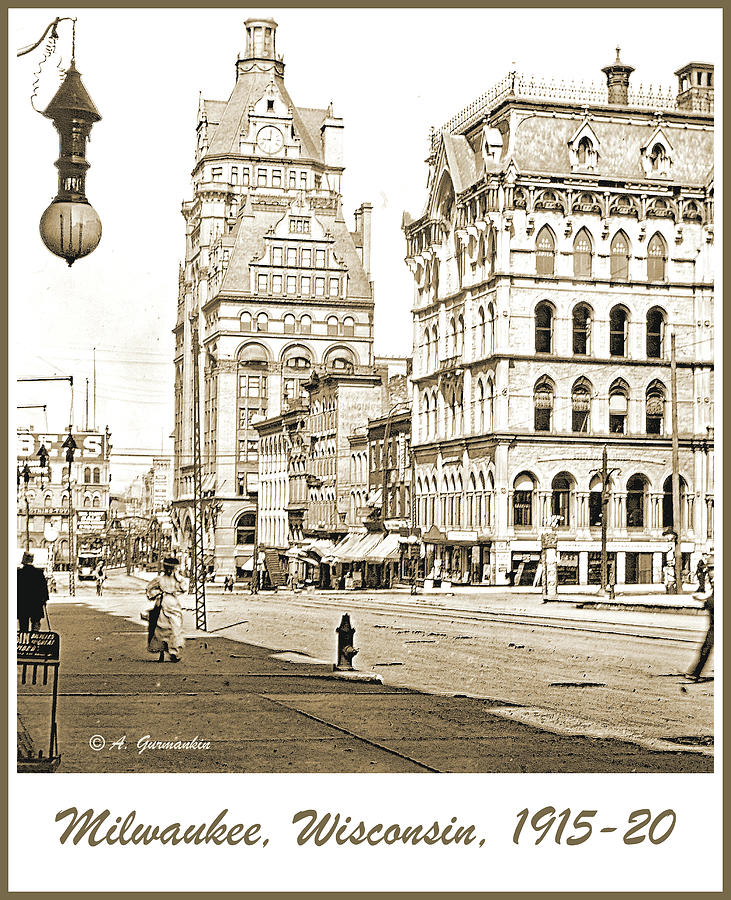 Downtown Milwaukee, c.1915-1920, Vintage Photograph Photograph by A Macarthur Gurmankin