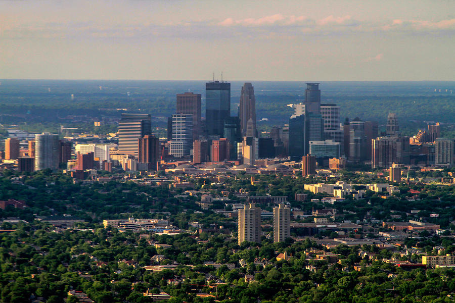 Downtown Minneapolis Aerial View Photograph by Bonnie Follett