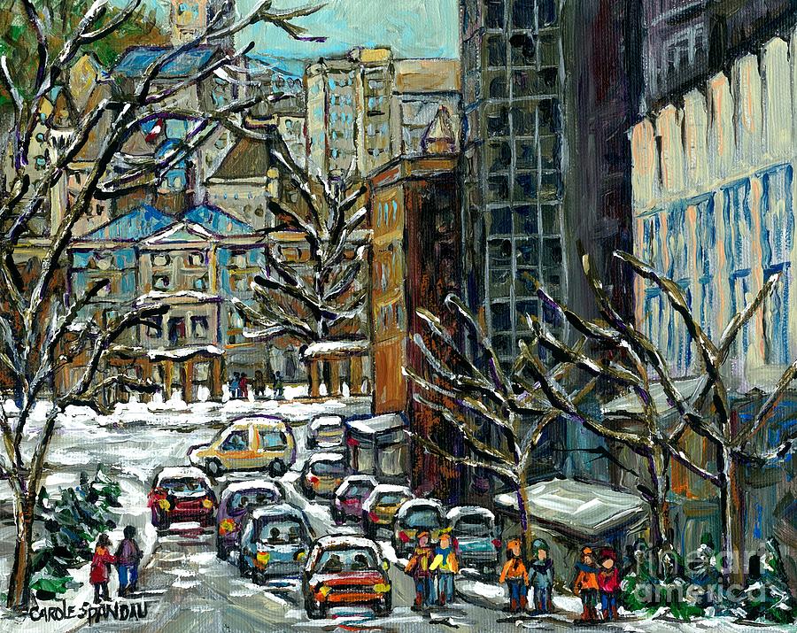 Downtown Montreal Memories Winter City Scene Mcgill Paintings Canadian Art Carole Spandau            Painting by Carole Spandau