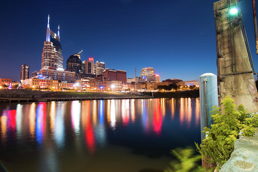 Nashville Photograph - Downtown Nashville Skyline at Night by Gregory Ballos