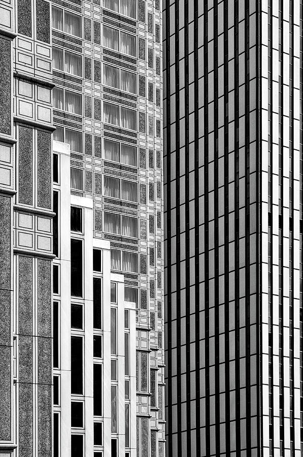 Downtown Pittsburgh Architecture Design - Black and White Photograph by Mitch Spence