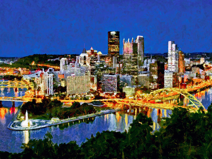Downtown Pittsburgh at Twilight Digital Art by Digital Photographic Arts