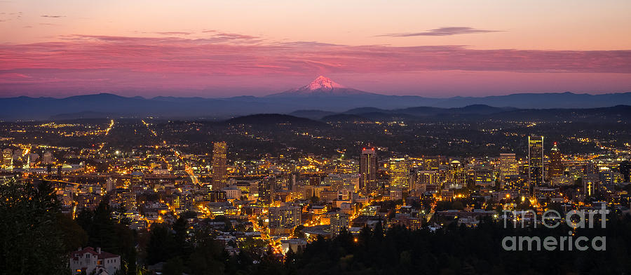 Downtown Portland Sunset Photograph by Jacob Carroll - Fine Art America