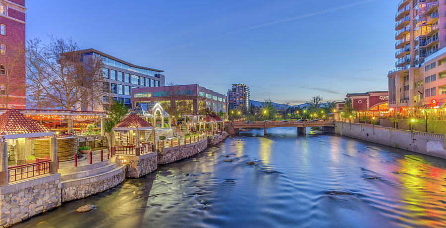Downtown Reno along the Truckee River Photograph by Scott McGuire