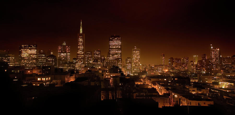 Downtown San Francisco at night Photograph by Grant Groberg