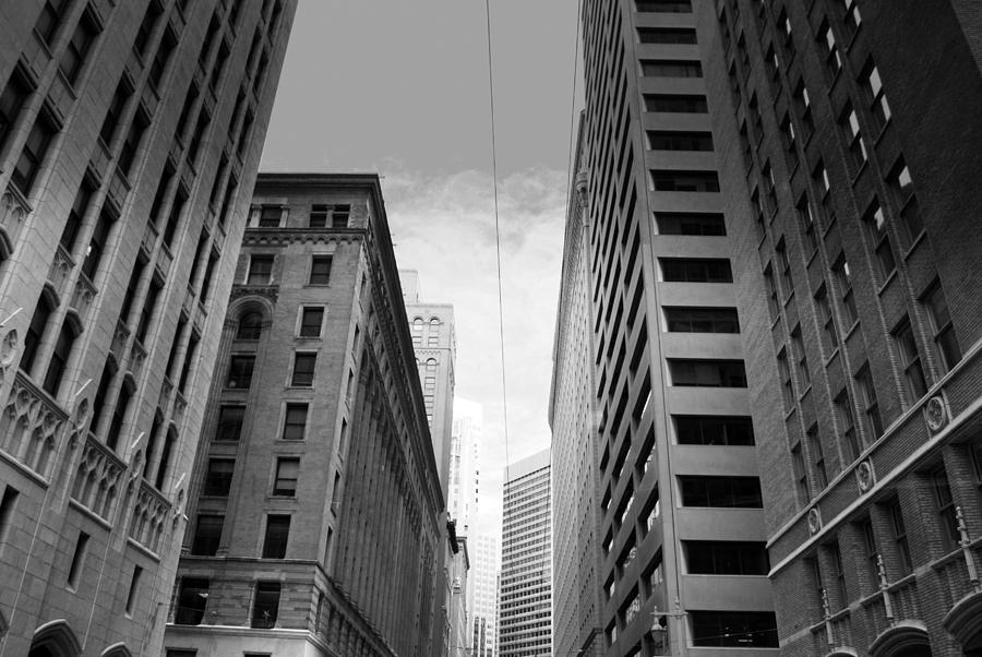 City Photograph - Downtown San Francisco Street View - black and White by Matt Quest