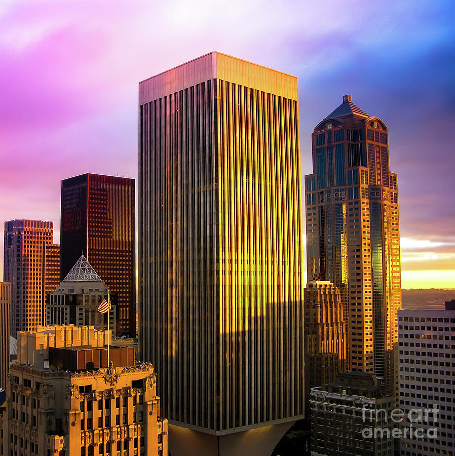 Downtown Seattle at Sunset Photograph by Blake Webster