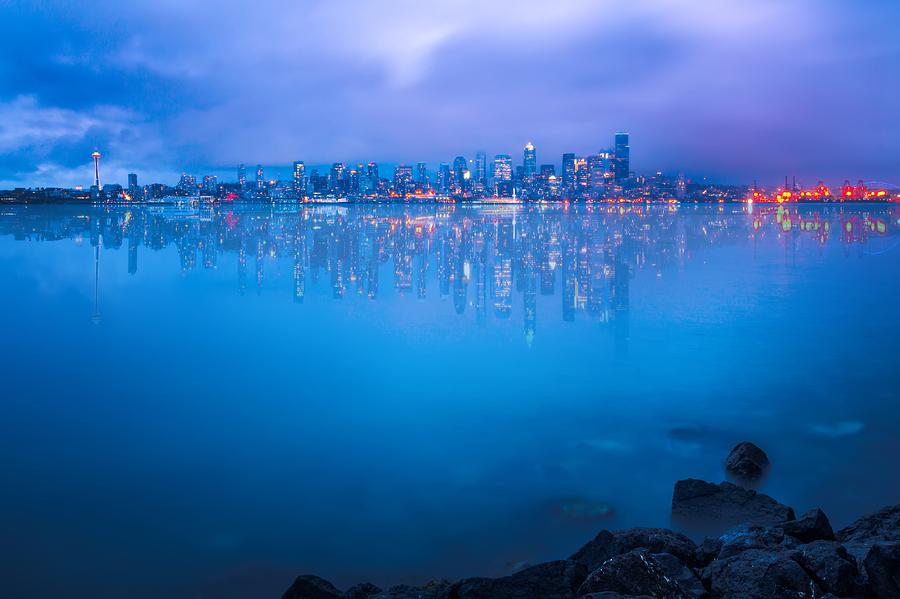 Downtown Seattle Skyline Elliott Bay Puget Sound Office Buildings Photograph by Alex Grichenko