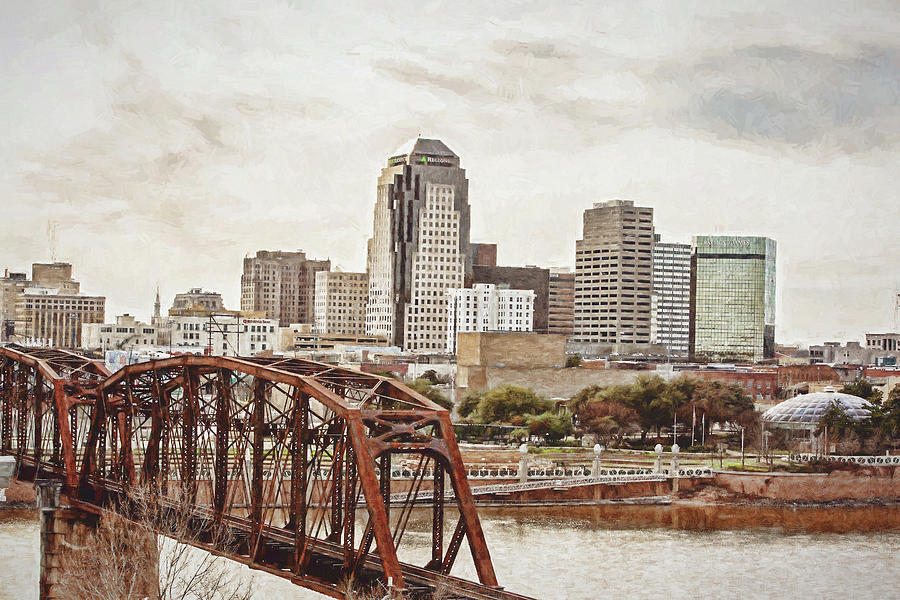 Downtown Shreveport - digital painting Photograph by Scott Pellegrin